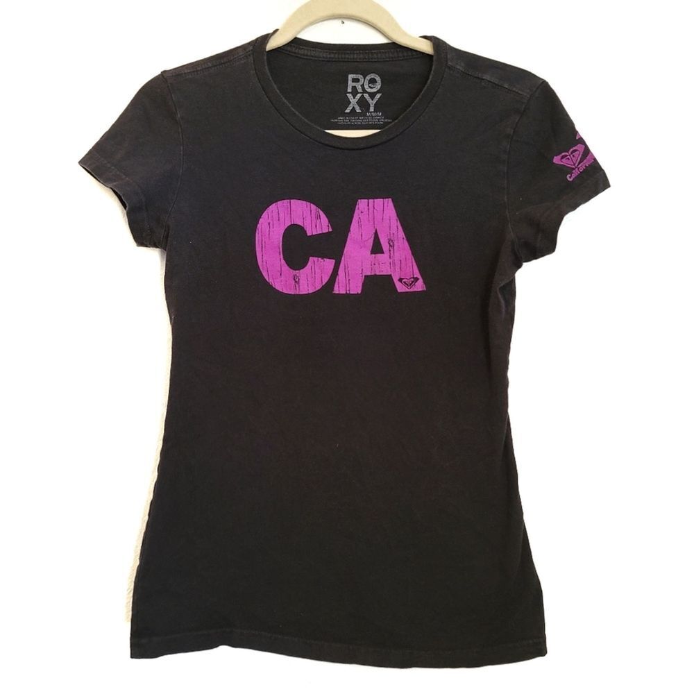 Roxy CA T-Shirt M Medium Black Short Sleeve